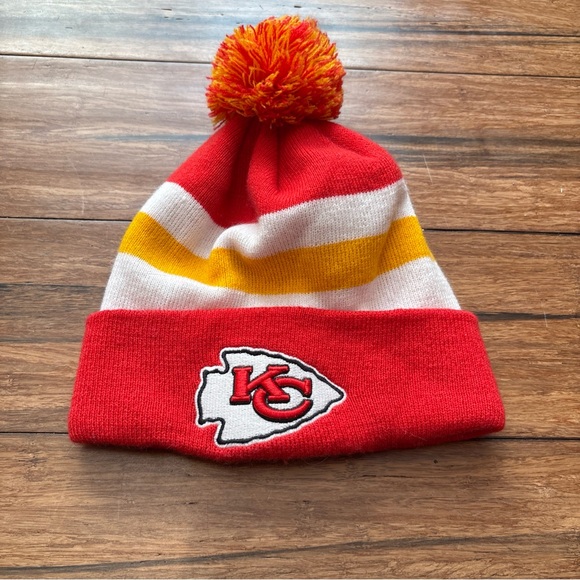 Other - KC Kansas City Chiefs NFL Winter Beanie Pom Knit Hat Red White Yellow AFC West